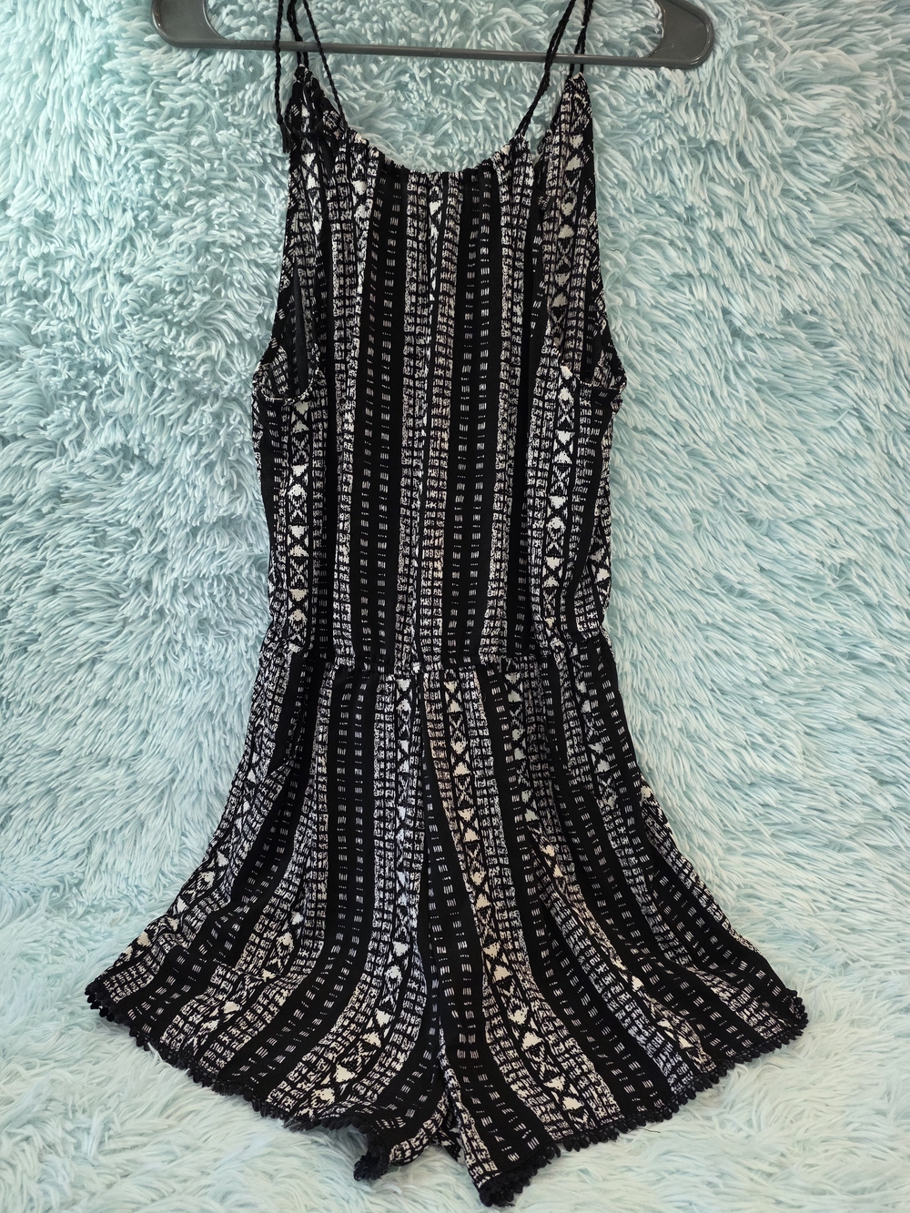 Papaya Geometric Sleeveless Summer Romper - Black/White Pattern - Med